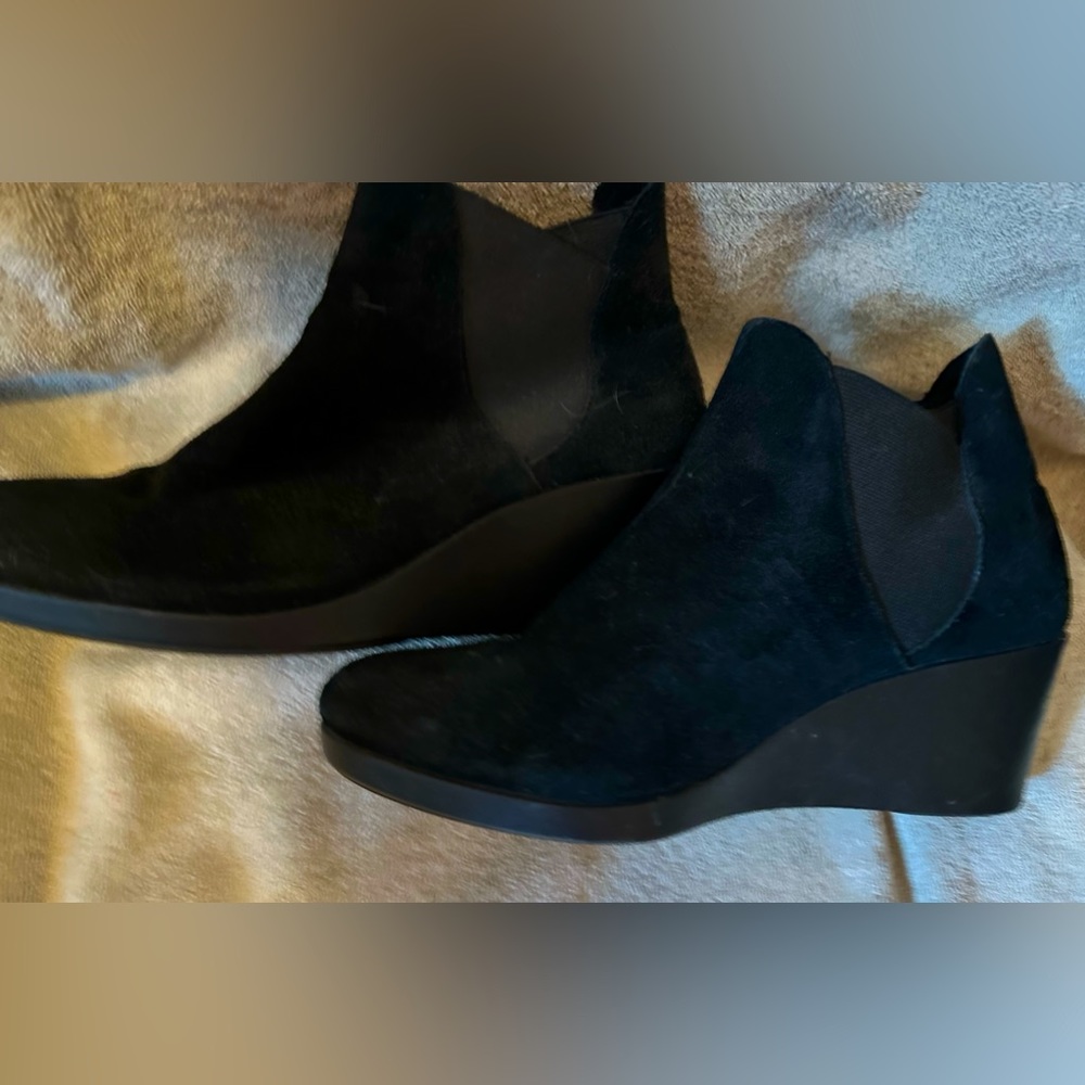 Black wedge booties by Crocs- size 8